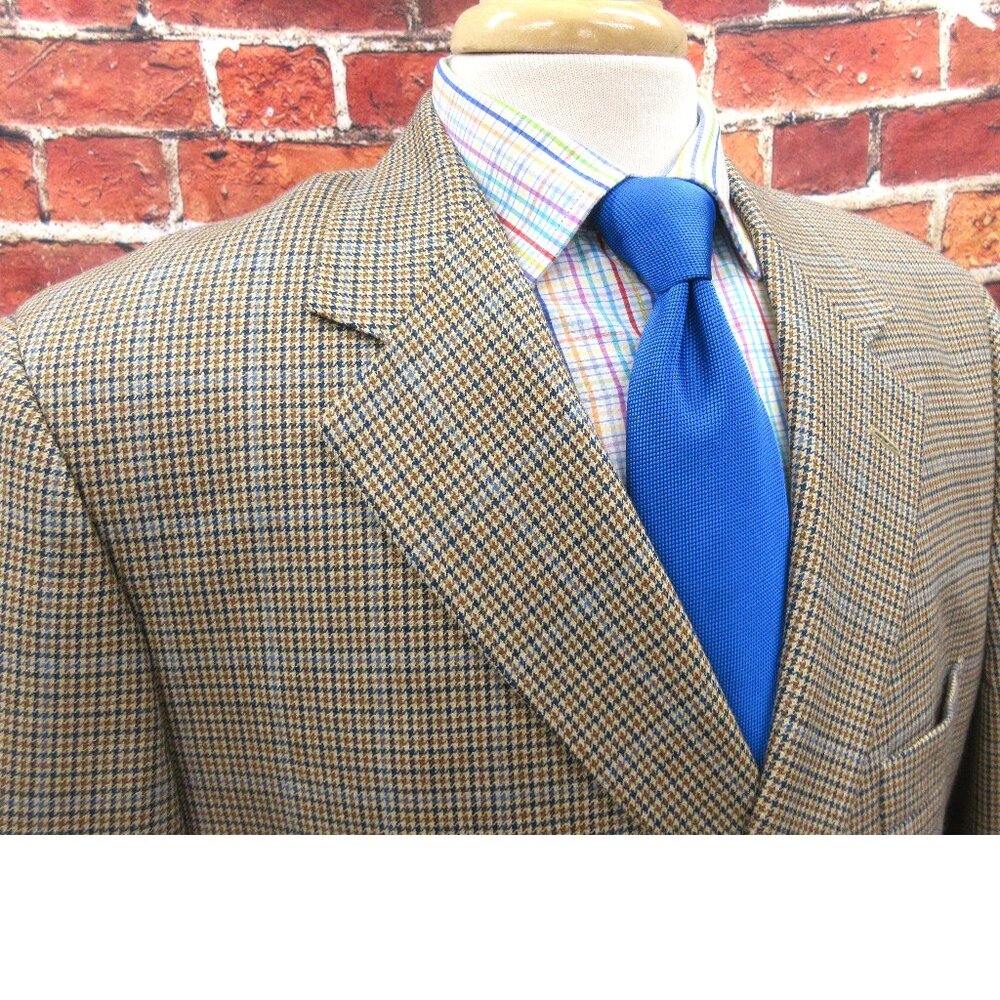 Brooks Brothers Tan and Blue Checkered Blazer